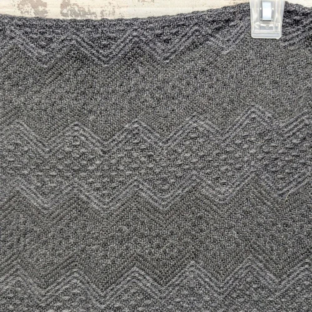 Figueroa Alpaca Charcoal Grey Chevron Textured Fringe‎ Shawl Wrap Made in Peru